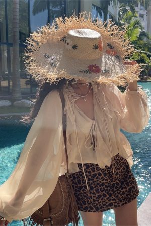 Ethereal Bohemian Ruffled Long-Sleeve Shirt for Women - 2025 Spring/Summer Vacation Top