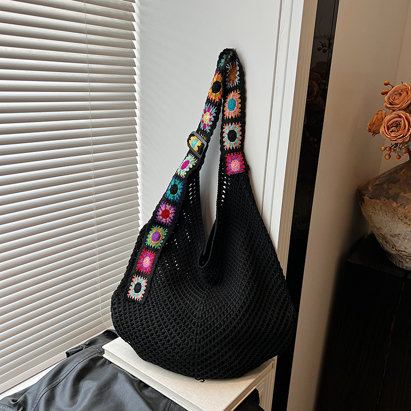 Ethnic Style Hollow Woven Tote Bag for Women - Large Capacity Shoulder Crossbody Bag for Commuting & Beach Vacation Ethnic Style Hollow Woven Tote Bag for Women - Large Capacity Shoulder Crossbody Bag for Commuting & Beach Vacation