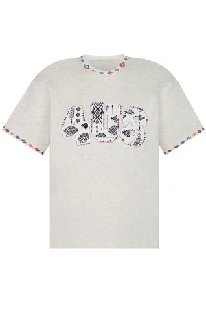 Ethnic Style Letter Pattern Embroidered Collar Short Sleeve Top - Spring/Summer National Trend Fashion