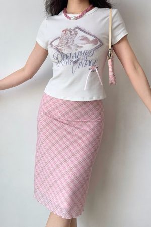 European and American Style Printed White Round Neck Short Sleeve T-shirt for Women - Summer Slim Fit Casual Top