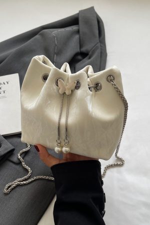 Exquisite Summer Crossbody Handbag for Women - Small Silver Chain Bucket Bag 2025 Trend