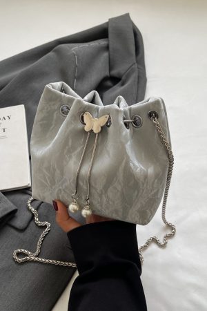 Exquisite Summer Crossbody Handbag for Women - Small Silver Chain Bucket Bag 2025 Trend