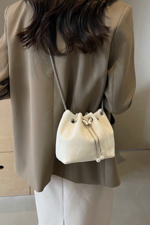 Exquisite Summer Crossbody Handbag for Women - Small Silver Chain Bucket Bag 2025 Trend