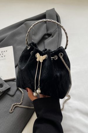 Exquisite Summer Crossbody Handbag for Women - Small Silver Chain Bucket Bag 2025 Trend