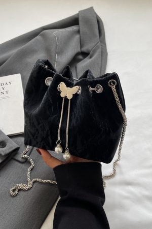 Exquisite Summer Crossbody Handbag for Women - Small Silver Chain Bucket Bag 2025 Trend