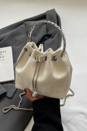 Exquisite Summer Crossbody Handbag for Women - Small Silver Chain Bucket Bag 2025 Trend