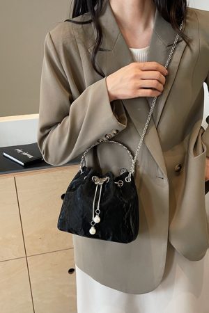 Exquisite Summer Crossbody Handbag for Women - Small Silver Chain Bucket Bag 2025 Trend