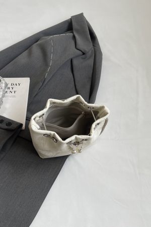 Exquisite Summer Crossbody Handbag for Women - Small Silver Chain Bucket Bag 2025 Trend