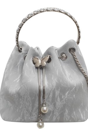 Exquisite Summer Crossbody Handbag for Women - Small Silver Chain Bucket Bag 2025 Trend