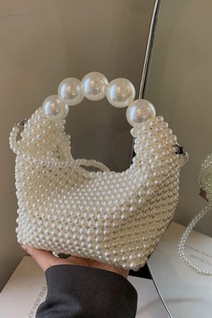 Fashionable Pearl Woven Handbag for Women, Niche Design Crossbody Bag, 2025 Spring/Summer Style