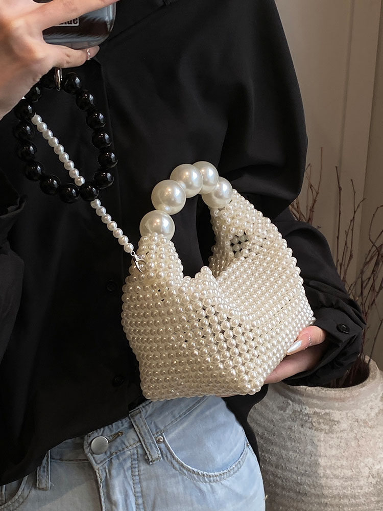 Fashionable Pearl Woven Handbag for Women, Niche Design Crossbody Bag, 2025 Spring/Summer Style Fashionable Pearl Woven Handbag for Women, Niche Design Crossbody Bag, 2025 Spring/Summer Style
