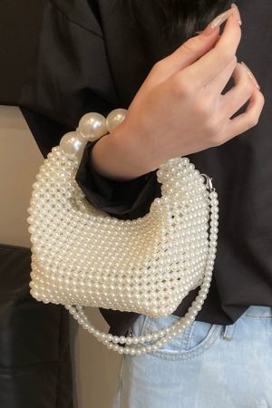 Fashionable Pearl Woven Handbag for Women, Niche Design Crossbody Bag, 2025 Spring/Summer Style