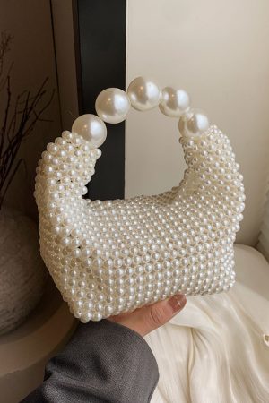 Fashionable Pearl Woven Handbag for Women, Niche Design Crossbody Bag, 2025 Spring/Summer Style
