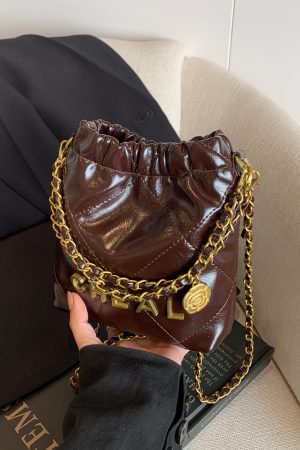 Fashionable Small Bucket Bag for Women - 2025 Spring/Summer Collection, High-End Diamond Pattern, Versatile Crossbody Shoulder Bag