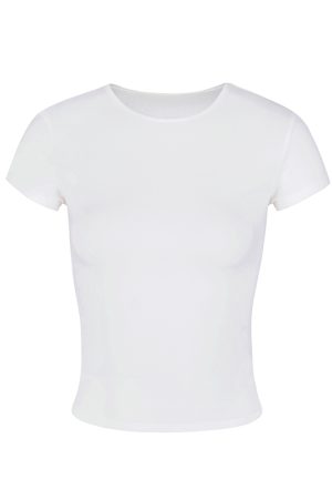 Fitted White Short Sleeve T-Shirt for Women, Slim Fit, Stretchy Cotton, Chest Cutout, American Spicy Girl Style, Casual Chic Top