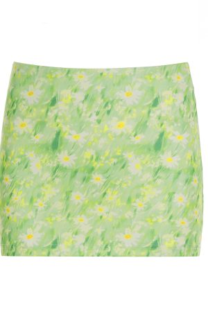 Floral Bodycon Midi Skirt in Blue - Small Daisy Print, Oil Paint Design, Women's Spring Fashion, Fresh & Vibrant Style