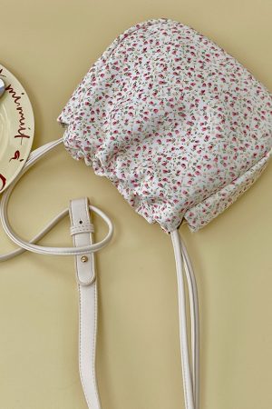 Floral Canvas Crossbody Bag for Women - Spring/Summer Minimalist Design, Versatile Small Handbag, 2025 Trendy Style