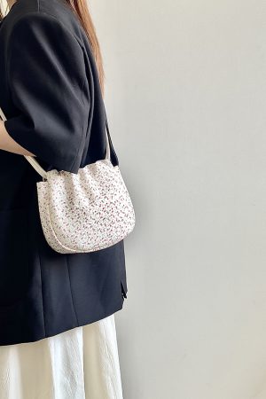 Floral Canvas Crossbody Bag for Women - Spring/Summer Minimalist Design, Versatile Small Handbag, 2025 Trendy Style