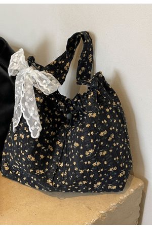 Floral Canvas Tote Bag for Women - Large Capacity Shoulder Bag, Versatile Crossbody for Summer and Everyday Use