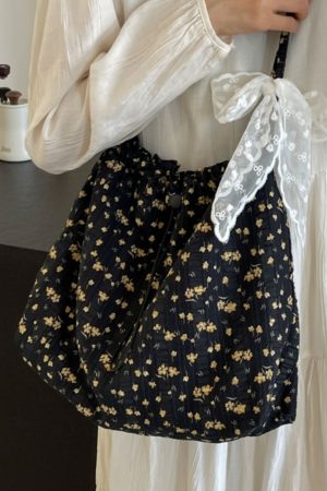 Floral Canvas Tote Bag for Women - Large Capacity Shoulder Bag, Versatile Crossbody for Summer and Everyday Use