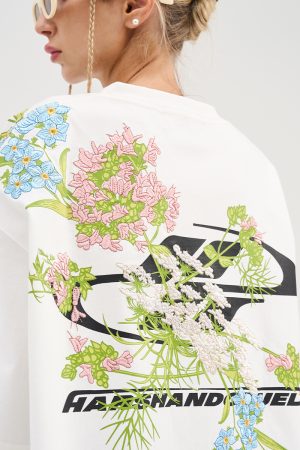 Floral Chinese Embroidery Short Sleeve T-Shirt - Street Style Couple Tee, Y2K National Trend Fashion, Korean Inspired