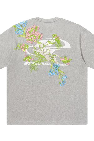 Floral Chinese Embroidery Short Sleeve T-Shirt - Street Style Couple Tee, Y2K National Trend Fashion, Korean Inspired