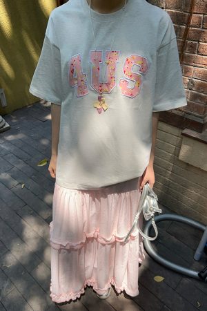 Floral Embroidered Patchwork Loose T-Shirt for Couples - Spring Summer National Trend Short Sleeve Tee