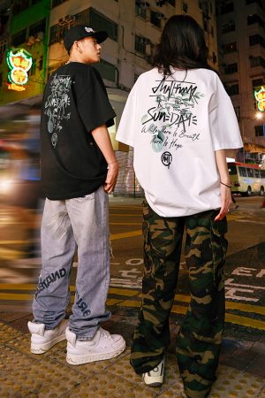 Floral Graphic Short Sleeve T-Shirt, Unisex, 280g Heavyweight, 2025 New Arrival, Y2K Style, Trendy Streetwear Fashion