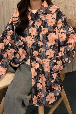 Floral Long Sleeve Beach Shirt for Women - Vintage Hawaiian Style Loose Top for Spring 2025 - Trendy Casual Wear