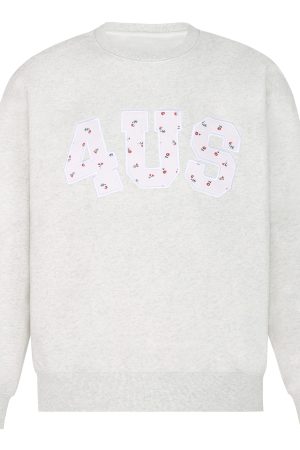 Floral Patch Embroidery Pullover Sweatshirt for Couples - Loose Fit Round Neck, Spring Autumn Style, National Trend Fashion