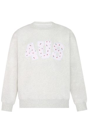 Floral Patch Embroidery Pullover Sweatshirt for Couples - Loose Fit Round Neck, Spring Autumn Style, National Trend Fashion