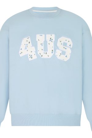 Floral Patch Embroidery Pullover Sweatshirt for Couples - Loose Fit Round Neck, Spring Autumn Style, National Trend Fashion