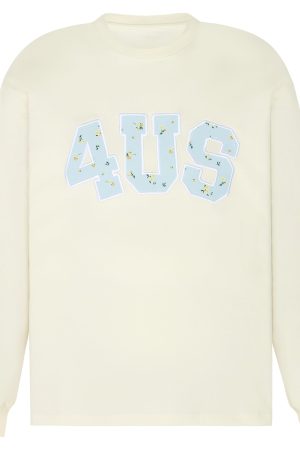 Floral Patchwork Embroidery Long Sleeve T-Shirt for Couples, National Trend, Loose Fit, Spring and Autumn Style