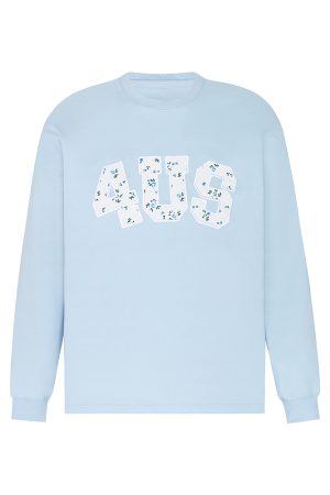 Floral Patchwork Embroidery Long Sleeve T-Shirt for Couples, National Trend, Loose Fit, Spring and Autumn Style