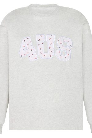 Floral Patchwork Embroidery Long Sleeve T-Shirt for Couples, National Trend, Loose Fit, Spring and Autumn Style