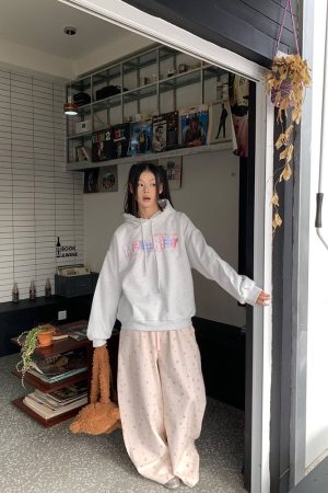 Floral Print High-Waisted Wide-Leg Pants for Men and Women, Casual Loose Straight Embroidered Trousers, Y2K American Style