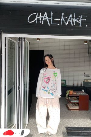 Floral Print High-Waisted Wide-Leg Pants for Men and Women, Casual Loose Straight Embroidered Trousers, Y2K American Style