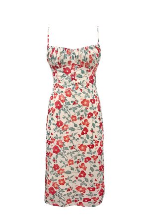 Floral Print Spaghetti Strap Dress, Slim Fit, Flattering French Style, Perfect for Summer, 90s Inspired Fashion