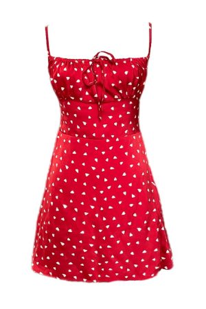 Floral Satin Heart Slip Dress for Women - Sexy Acetic Design, Summer Style, Perfect for Y2K and French Fashion Lovers