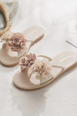 Floral Sheepskin Skirt and Sandal Set for Women - 2025 Summer Outdoor Fashion, Versatile French Style Ensemble