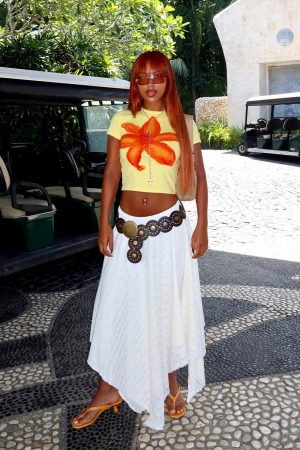 Floral Short-Sleeve Crop Top for Women - Y2K American Retro Style, Summer Slim Fit, Spicy Sweet Design