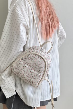 Floral Small Backpack for Women - Lightweight Spring/Summer Design, Perfect for Girls and Students, Trendy Niche Style