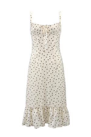 Floral Spaghetti Strap Dress - Sexy Slim Long Dress in French Style, Perfect for Summer, Y2K and 90s Fashion Lovers
