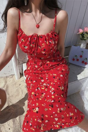 Floral Square-Neck Camisole Long Dress in Chenopod Fabric - Vintage French Style for Women, Spring/Summer 2025 Vacation Fashion