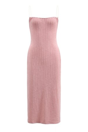 French Pink Spaghetti Strap Dress for Women - Bodycon Slim Fit with Split Skirt - Chic Y2K Style Outfit
