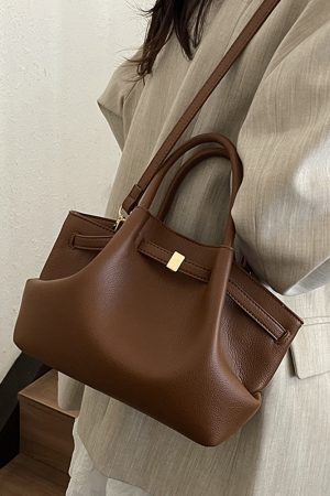 French Retro Lychee Pattern Handbag for Women - 2025 Textured Versatile Shoulder Crossbody Bag, Fashionable Commuting Style