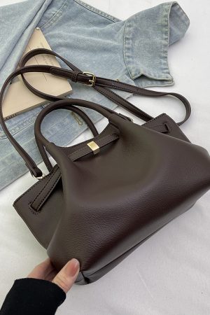 French Retro Lychee Pattern Handbag for Women - 2025 Textured Versatile Shoulder Crossbody Bag, Fashionable Commuting Style