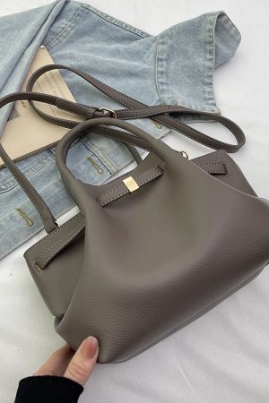 French Retro Lychee Pattern Handbag for Women - 2025 Textured Versatile Shoulder Crossbody Bag, Fashionable Commuting Style