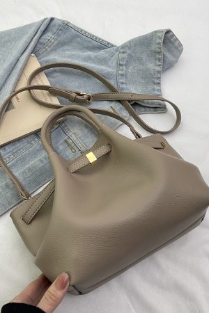 French Retro Lychee Pattern Handbag for Women - 2025 Textured Versatile Shoulder Crossbody Bag, Fashionable Commuting Style