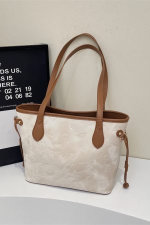 French Retro Matte Color-Blocking Tote Bag for Women - 2025 High-End Commuting Handbag, Embossed Shoulder Bag